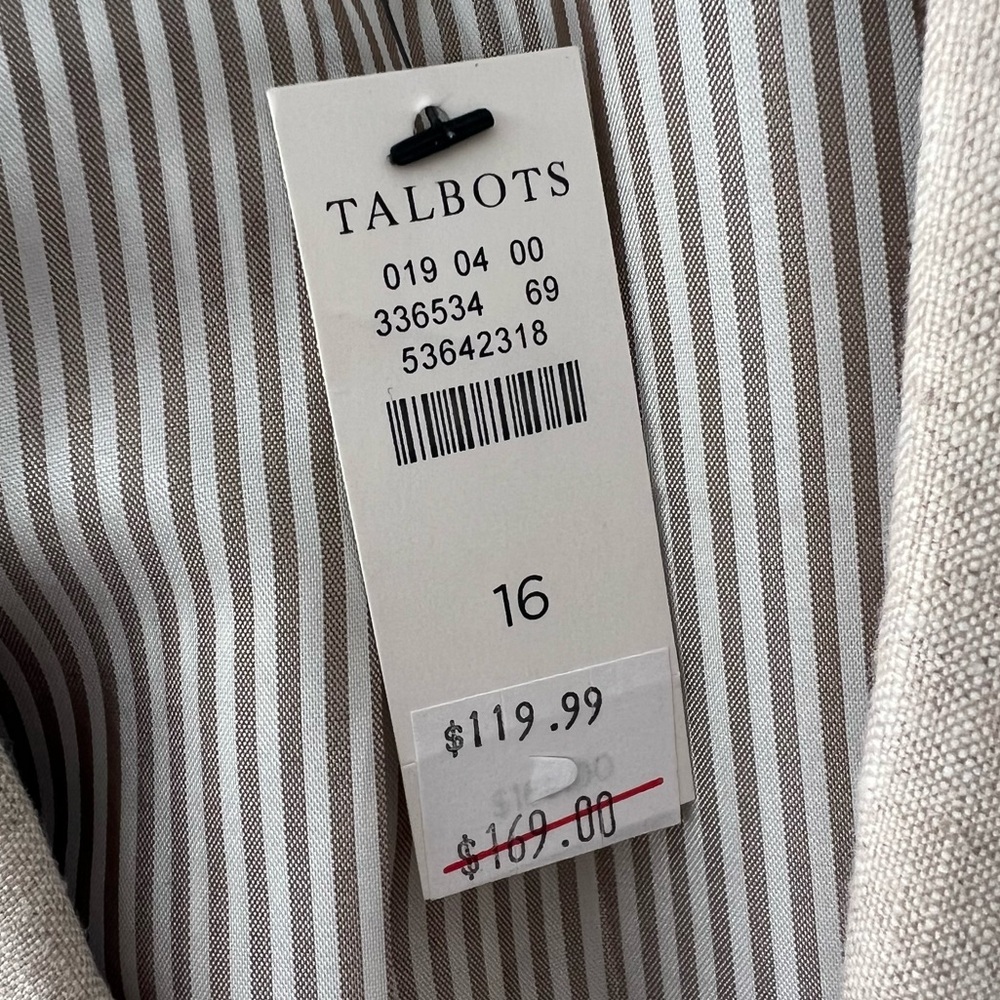 Talbots Linen Blazer Light Beige Classic Neutral One Button Women’s Size 16 - Picture 9 of 16